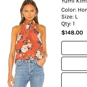 Yumi Kim Agnes Halter Top Blouse Orange Floral